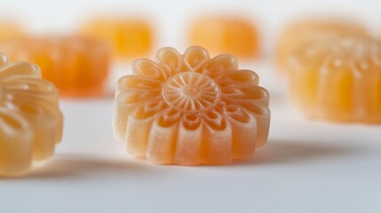 Leinwandbilder - A close-up of a hard candy with a unique, intricate design, sitting on a white surface, emphasizing the craftsmanship and detail of the candy.