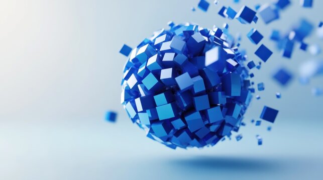 Abstract Blue Cube Sphere
