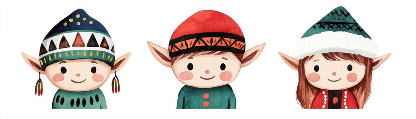 Boho Christmas elf clipart