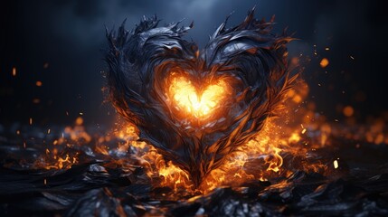 Fiery heart in the night  