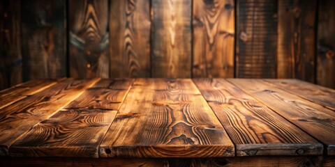 Aufkleber - Rustic wooden plank board background table with natural textures and grain