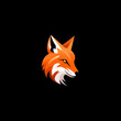 © jullyromas - Fox head logo design on black background.