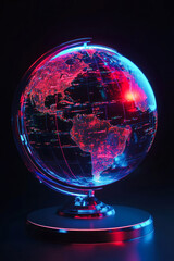 Poster - Glowing red and blue digital globe on a stand