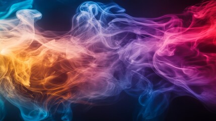 Poster - A creative image of cigarette smoke with a spectrum of colors, captured in mid-air to highlight the abstract shapes and vivid, flowing hues.