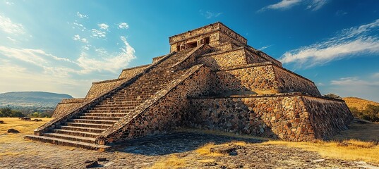 Wall Mural - Mayan grand pyramid temple. Monument landmark. Generative AI technology.	
