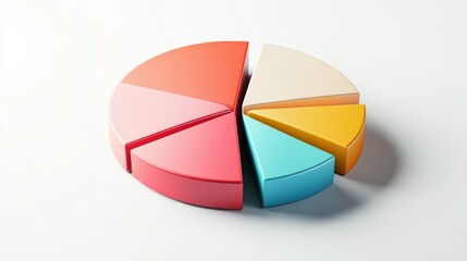 Aufkleber - A detailed 3D pie chart with vibrant segments, showcasing different data slices and their proportions, set against a clean, white background.
