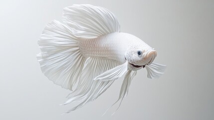 Poster - A detailed image of a betta fish with an elaborate fin structure, positioned centrally against a white background to highlight the complexity of its design.
