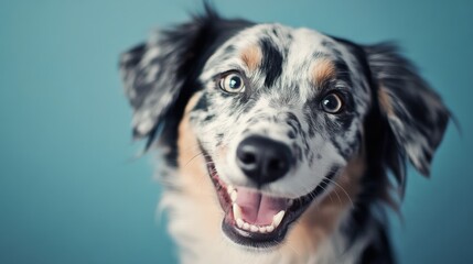 Poster - A detailed shot of a dog with a distinctive and adorable expression, such as a tilt of the head or a playful grin, against a clean background.
