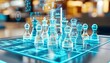 © png-jpeg-vector - digital strategic chessboard with pieces shaped like financial symbols, money, and tax forms, all positioned in a complex game representing income tax planning.
