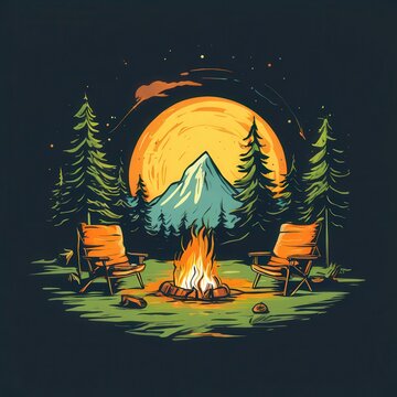 the AI Image Generator, camping themed image on a transparent