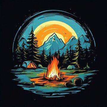 the AI Image Generator, camping themed image on a transparent