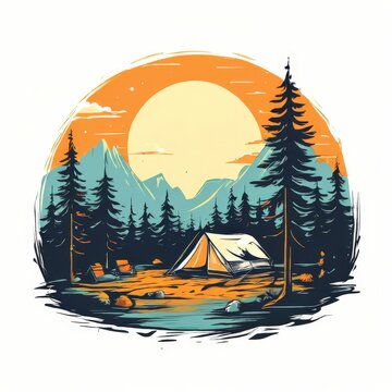 the AI Image Generator, camping themed image on a transparent