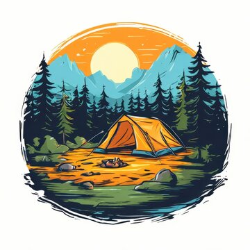 the AI Image Generator, camping themed image on a transparent