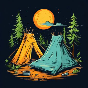 the AI Image Generator, camping themed image on a transparent