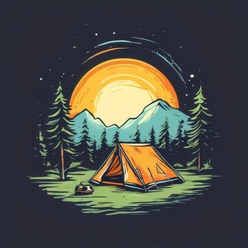 the AI Image Generator, camping themed image on a transparent