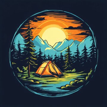 the AI Image Generator, camping themed image on a transparent