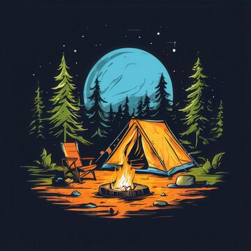 the AI Image Generator, camping themed image on a transparent