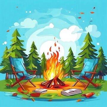 the AI Image Generator, camping themed image on a transparent