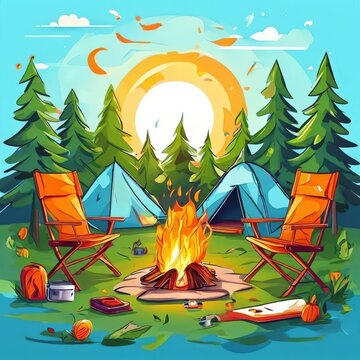 the AI Image Generator, camping themed image on a transparent