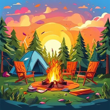 the AI Image Generator, camping themed image on a transparent
