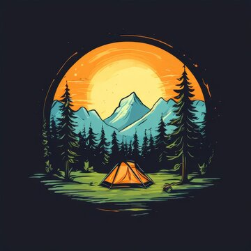 the AI Image Generator, camping themed image on a transparent
