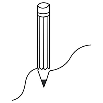 
Pencil clipart single line art, continuous one line drawing of  Isolated outline vector art 

