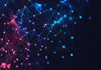 Poster - the abstract technology background consists of blue geometric shapes