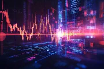 Poster - A profit graph for stock market indicators. Stock financial statistic graph analysis. Financial fund trade overview in a profit graph. Finance concept.
