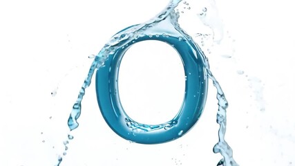 Poster - Liquid Water Forming a Letter O Floating in Clear Space Generative AI