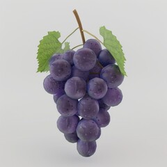 Sticker - A bunch of ripe, dark purple grapes with green leaves.