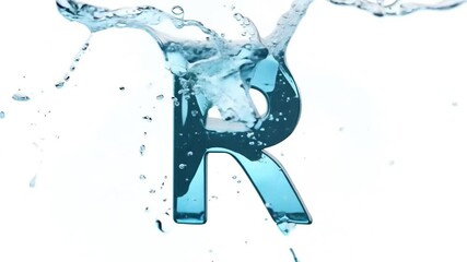 Poster - Liquid Water Letter R Splashes in Clear Bright Environment Generative AI