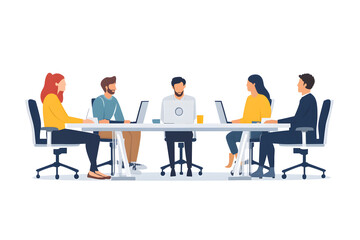 Poster - Office business meeting flat illustration isolated on white background