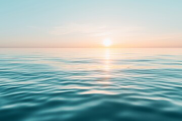 Poster - The sun's rays through the fog. The blue sky over the lake. Dawn breaks, the sky is reflected in the water.