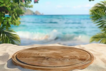 Poster - Wooden board on beach sand