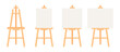 © Artster - Set of wooden easels with blank canvases. Flat vector illustration isolated on white background. Art supplies and painting concept. Perfect for creative projects and educational materials