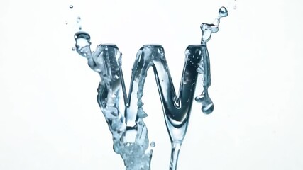 Poster - Liquid Water Forming a Letter W With Splashes in a Bright Setting Generative AI
