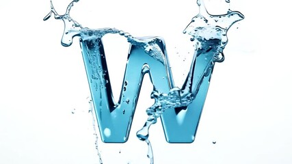 Poster - Liquid Water Forming the Letter W in a Bright and Colorful Display Generative AI