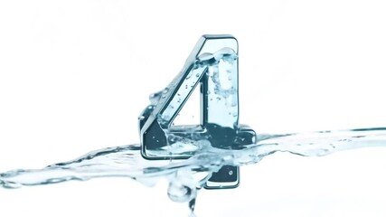Poster - Four-shaped Water Formation on a White Background Generative AI