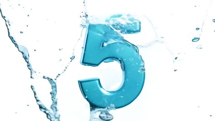 Poster - Liquid Water Forming the Number Five in an Artistic Splash Display Generative AI