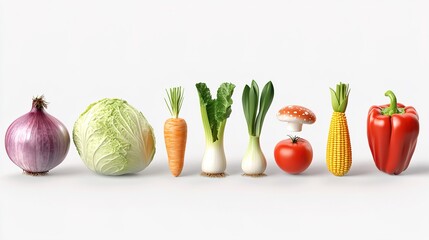 3D vegetable png cut out element set