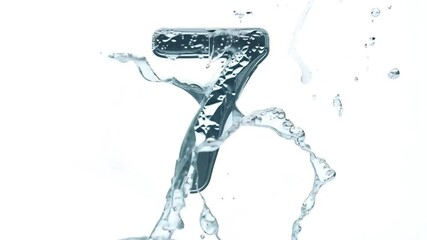 Poster - Water Splashing Around the Number Seven in a High-Contrast Setting Generative AI