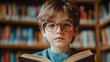 © paukan - Young Boy Reading in Library
