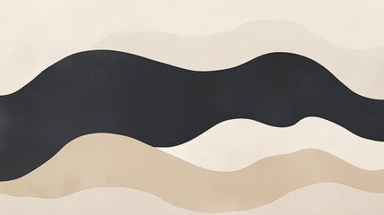 Poster - Abstract waves of black and beige create a modern artistic composition on a smooth background