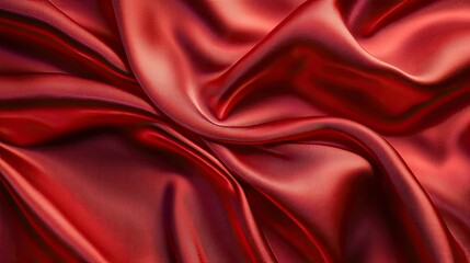 Wall Mural - A luxurious flat lay of red satin fabric, showcasing the vibrant colors and soft, flowing texture in a dramatic arrangement