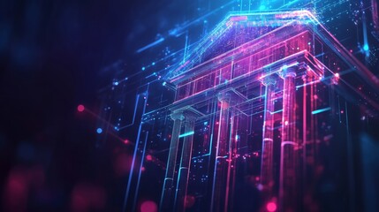 Futuristic Bank Logo with Holographic Digital Elements