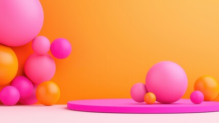 Wall Mural - Pink and Orange Abstract Background with Platform.