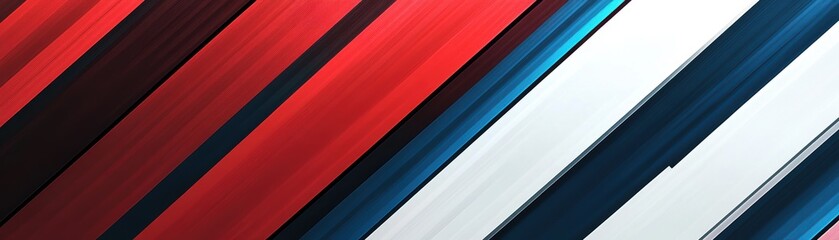 Wall Mural - A vibrant abstract design featuring diagonal stripes in red, white, and blue tones, creating a dynamic visual effect