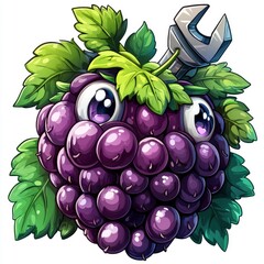 Wall Mural - Blackberry with Wrench Cartoon Character