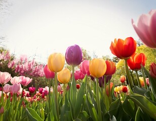 Wall Mural - colorful Tulips flowers in a garden