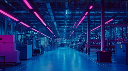 Poster - photograph of an iot enabled smart factory optimizing production workflows with ample copy space for